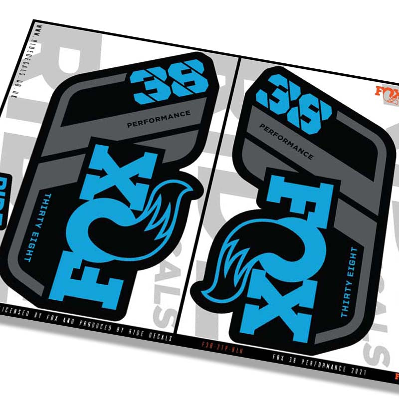 Fox 38 Performance Stickers | Blue | Ride Decals