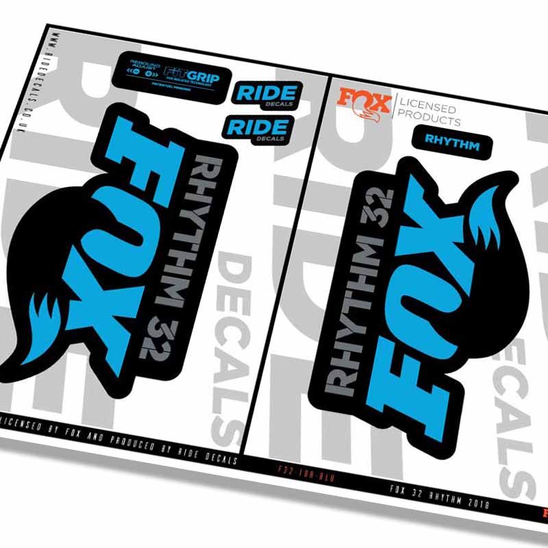 Fox 32 Rhythm Fork Decals- Blue- ride decals