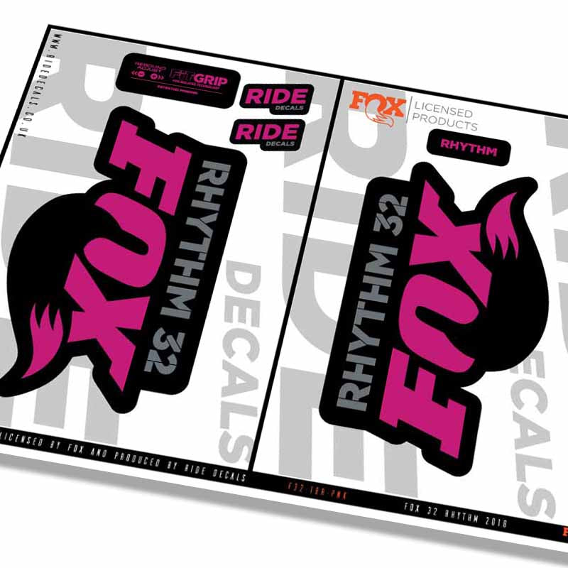 Fox 32 Rhythm Fork Decals- Pink- ride decals