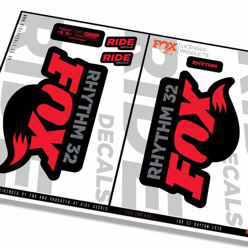 Fox 32 Rhythm Fork Decals- Red- ride decals