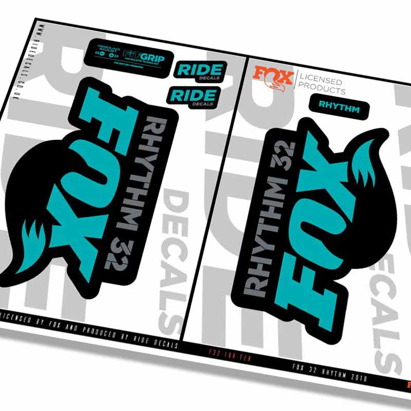 Fox 32 Rhythm Fork Decals- Teal- ride decals