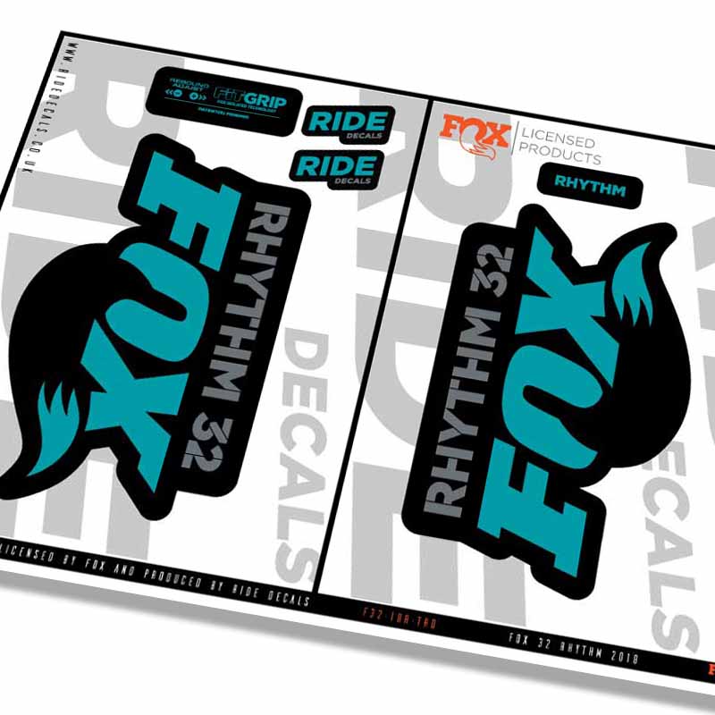 Fox 32 Rhythm Fork Decals- Turq- ride decals