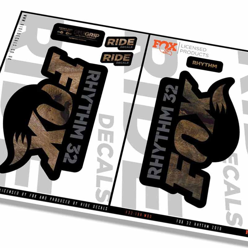 Fox 32 Rhythm Fork Decals- Woodgrain- ride decals