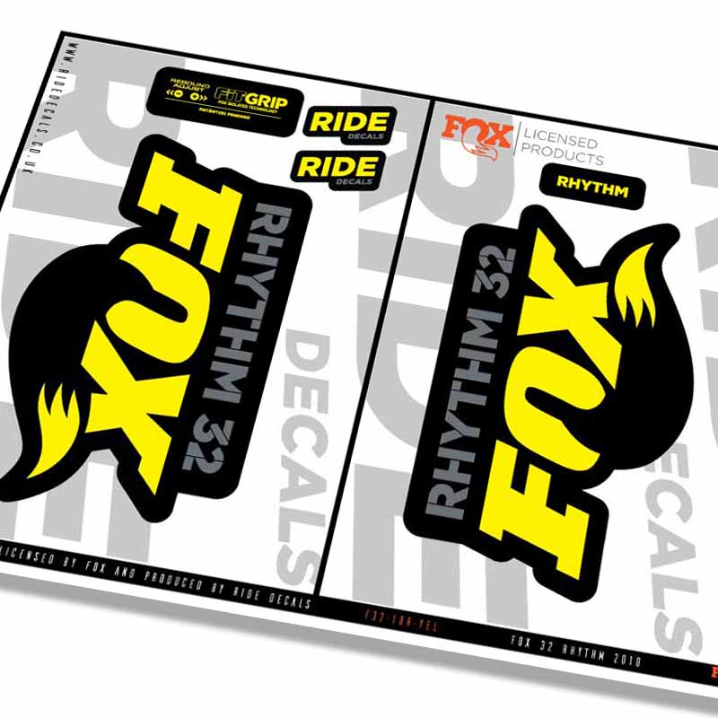 Fox 32 Rhythm Fork Decals- Yellow- ride decals