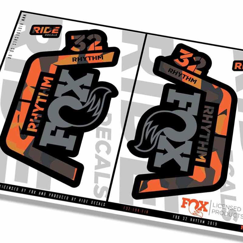 Fox 32 Rhythm Fork Decals- Fire Camo- ride decals