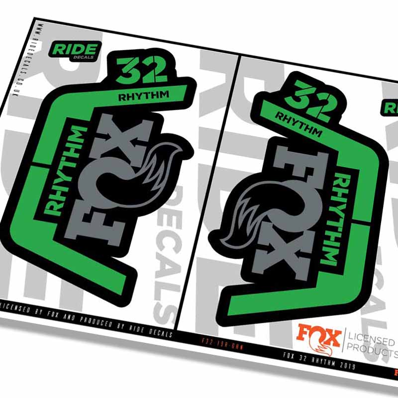 Fox 32 Rhythm Fork Decals- Green- ride decals