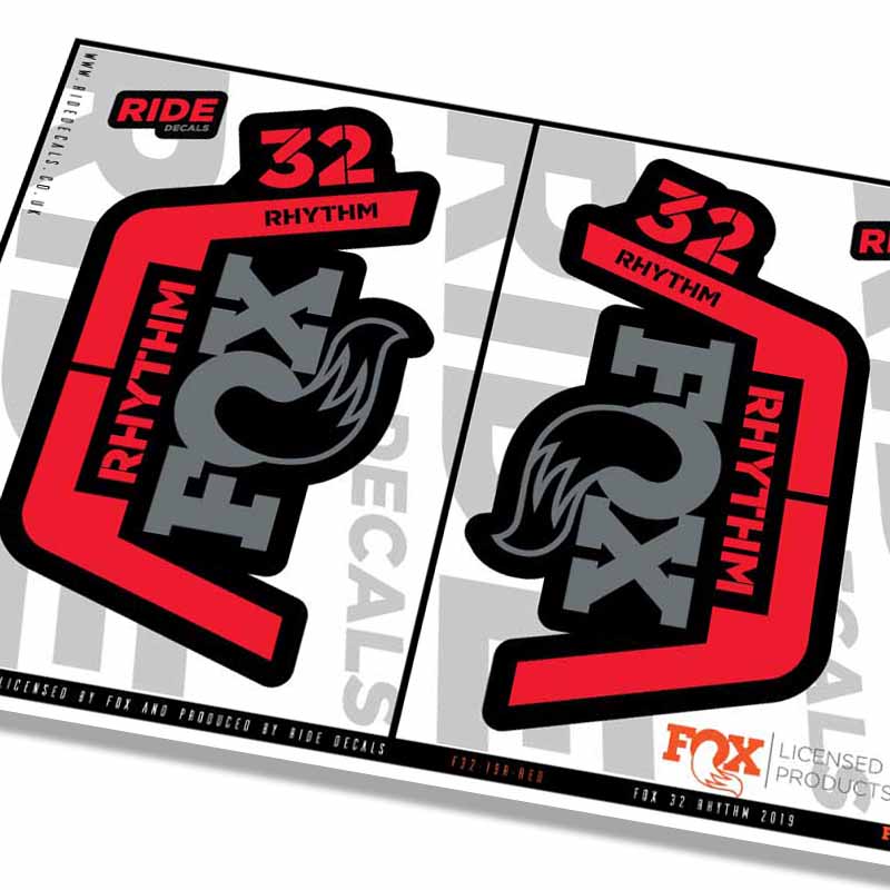 Fox 32 Rhythm Fork Decals- Red- ride decals