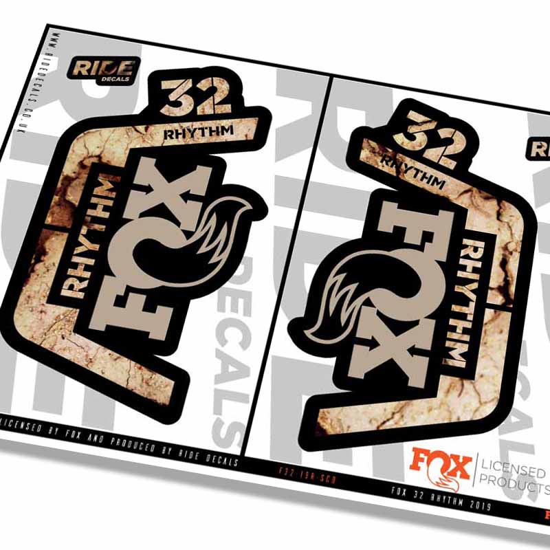 Fox 32 Rhythm Fork Decals Scorched Earth - Ride Decals /Licensed by Fox