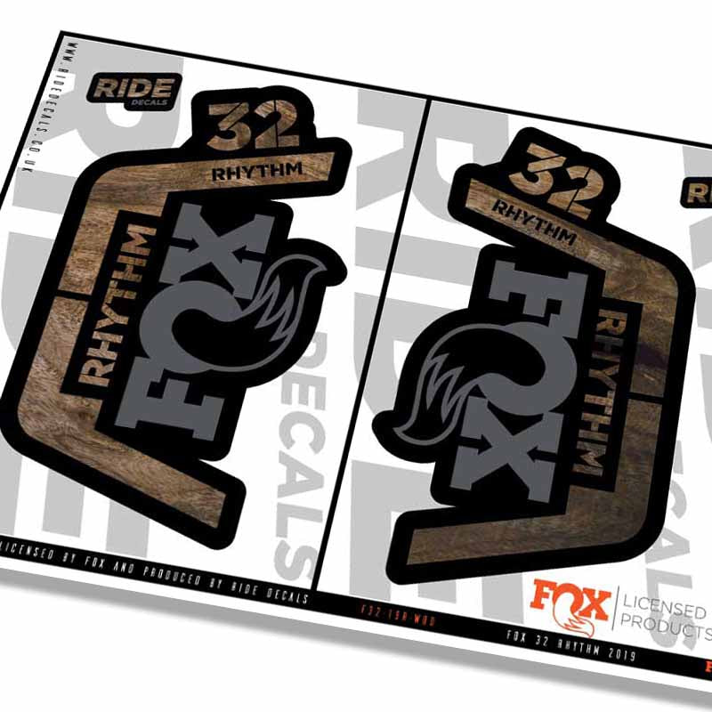 Fox 32 Rhythm Fork Decals- Woodgrain- ride decals