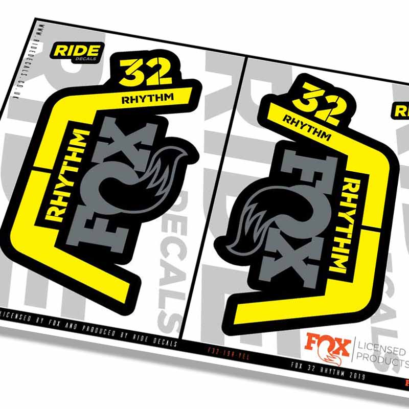 Fox 32 Rhythm Fork Decals- Yellow- ride decals