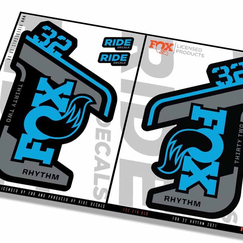 Fox 32 Rhythm 2021 Fork Decals - Blue - Licensed by Fox