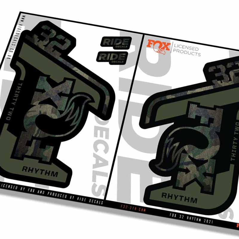 Fox 32 Rhythm 2021 Fork Decals - Camo - Licensed by Fox