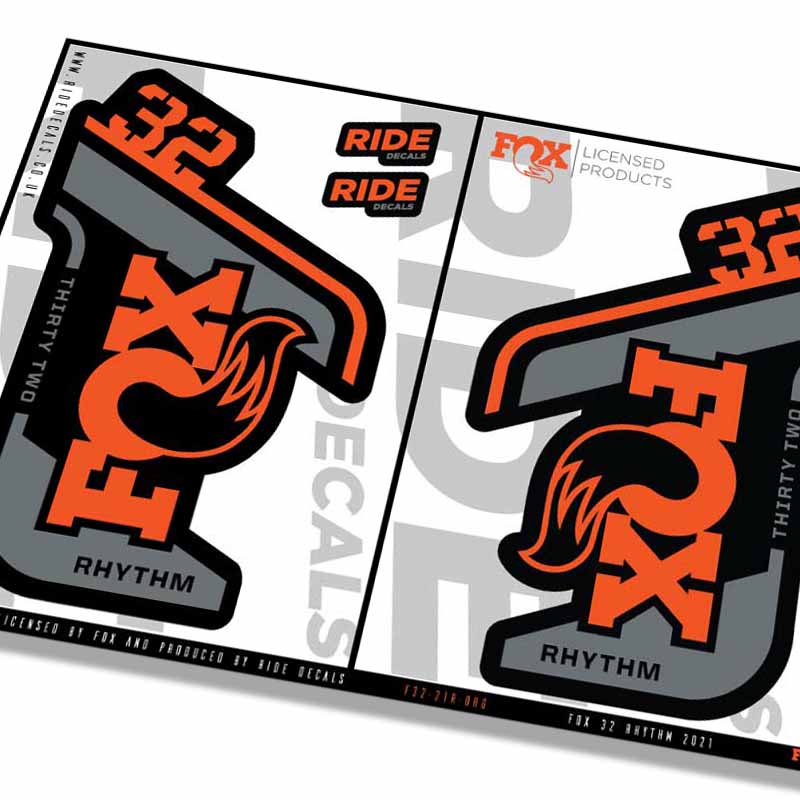 Fox 32 Rhythm 2021 Fork Decals - Orange - Licensed by Fox