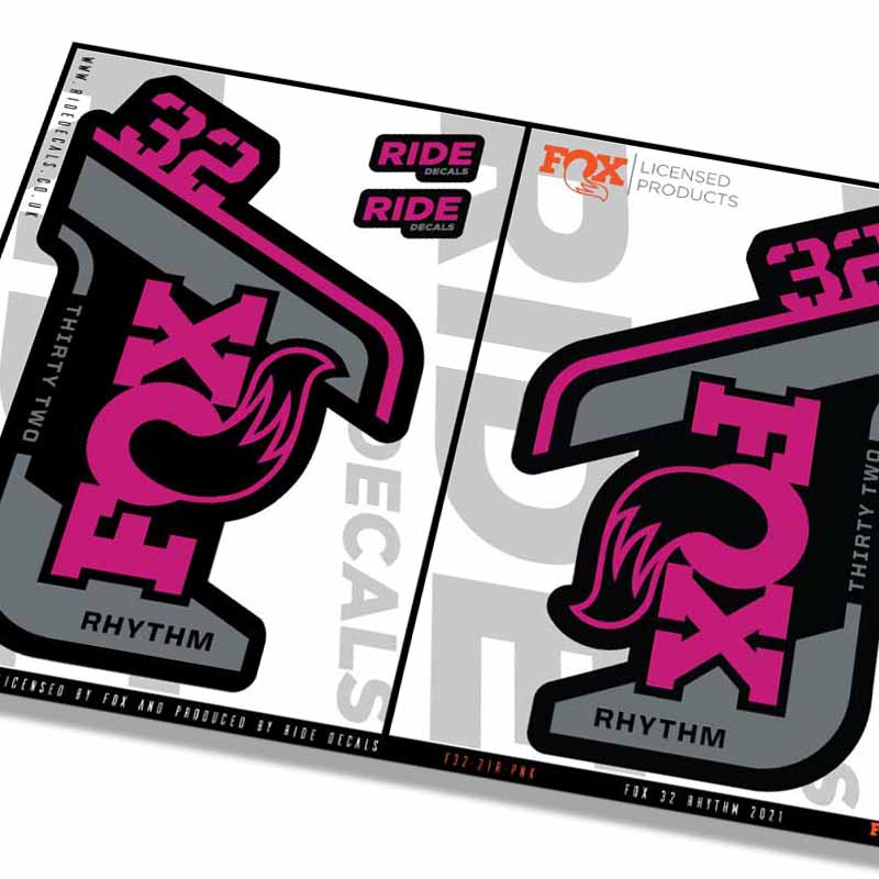 Fox 32 Rhythm 2021 Fork Decals - Pink - Licensed by Fox