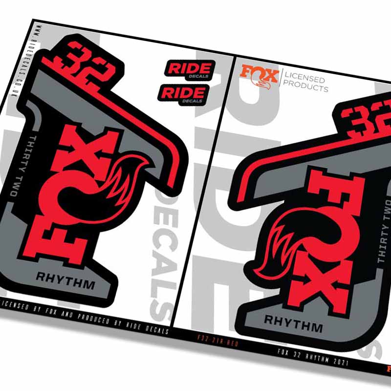 Fox 32 Rhythm 2021 Fork Decals - Red - Licensed by Fox