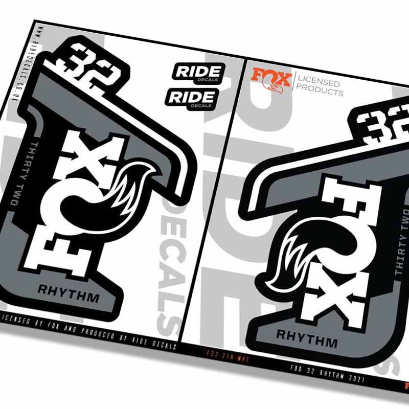 Fox 32 Rhythm 2021 Fork Decals - White - Licensed by Fox