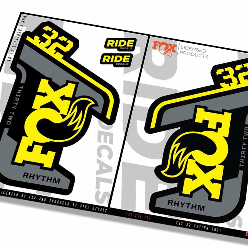 Fox 32 Rhythm 2021 Fork Decals - Yellow - Licensed by Fox