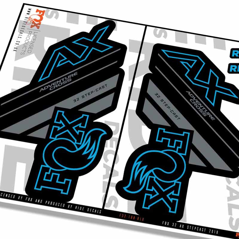 Fox 32 Stepcast AX Fork Decals- Blue- ride decals