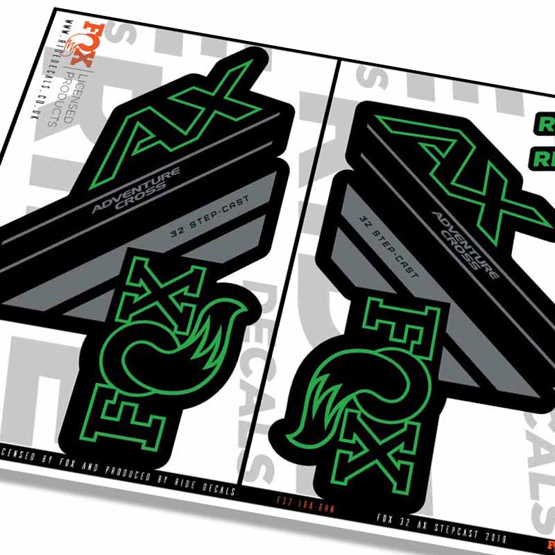 Fox 32 Stepcast AX Fork Decals- Green- ride decals