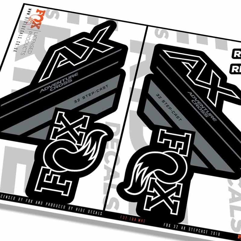 Fox 32 Stepcast AX Fork Decals- White- ride decals