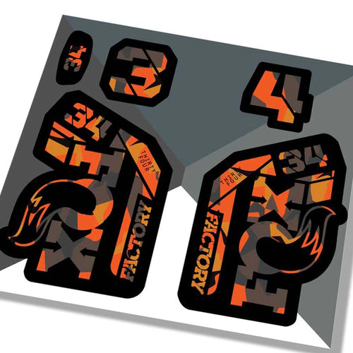 Fox 34 Factory Fork Decals 2021 - Fire Camo - Licensed By Fox