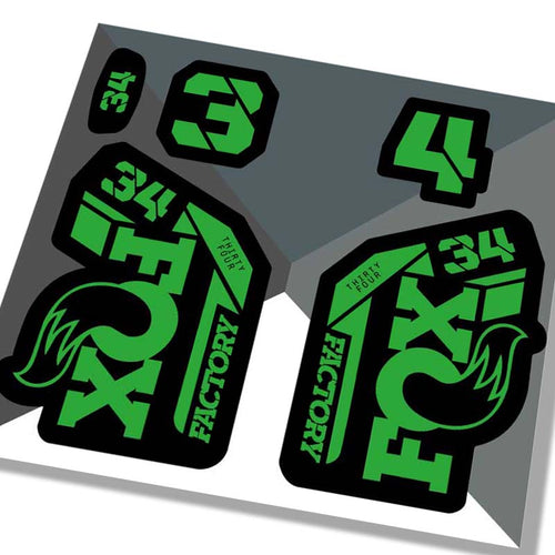 Fox 34 Factory Fork Decals 2021 - Green - Licensed By Fox