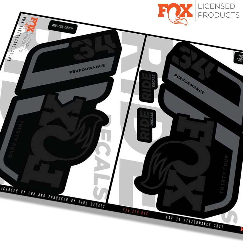 Fox 34 Performance fork decals- Black- ride decals