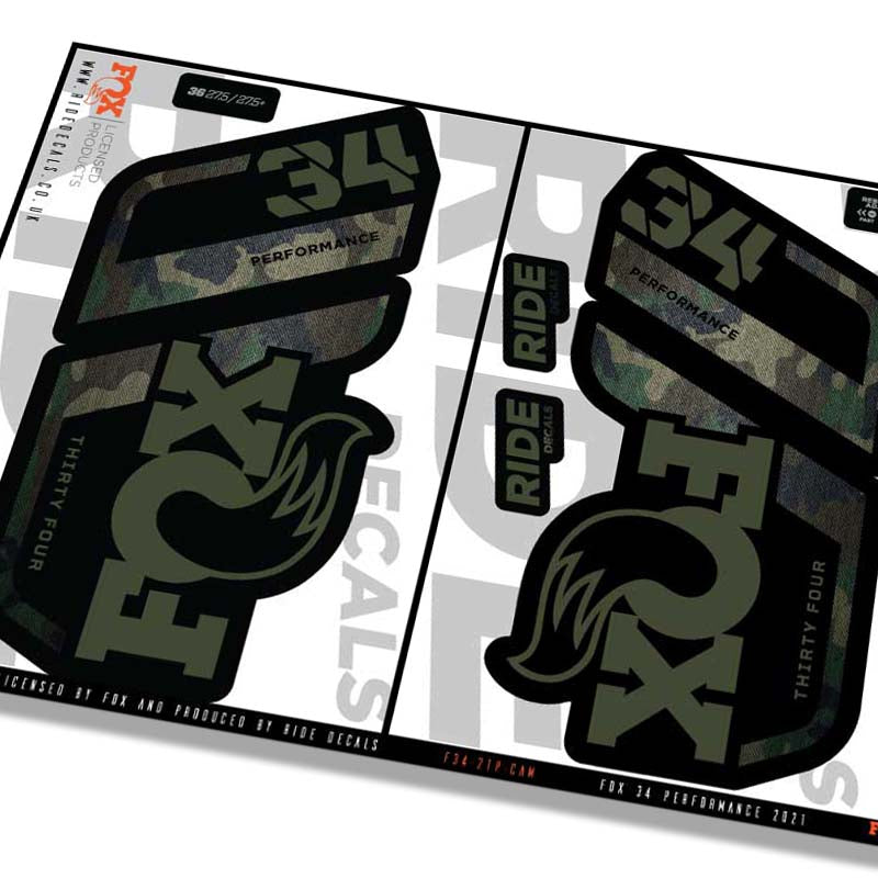 Fox 34 Performance fork decals- Camo- ride decals