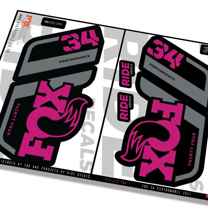Fox 34 Performance fork decals- Pink- ride decals