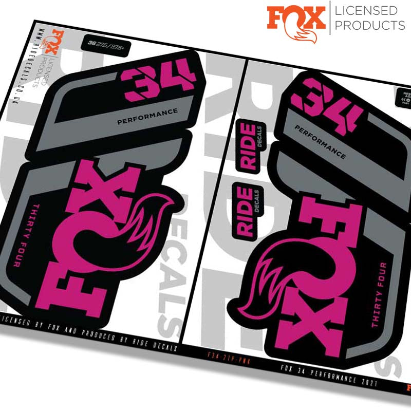 Fox 34 Performance fork decals- Pink- ride decals
