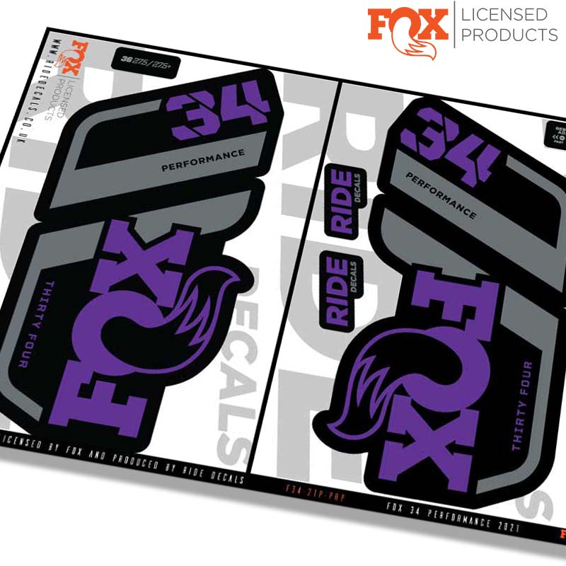 Fox 34 Performance fork decals- Purple- ride decals
