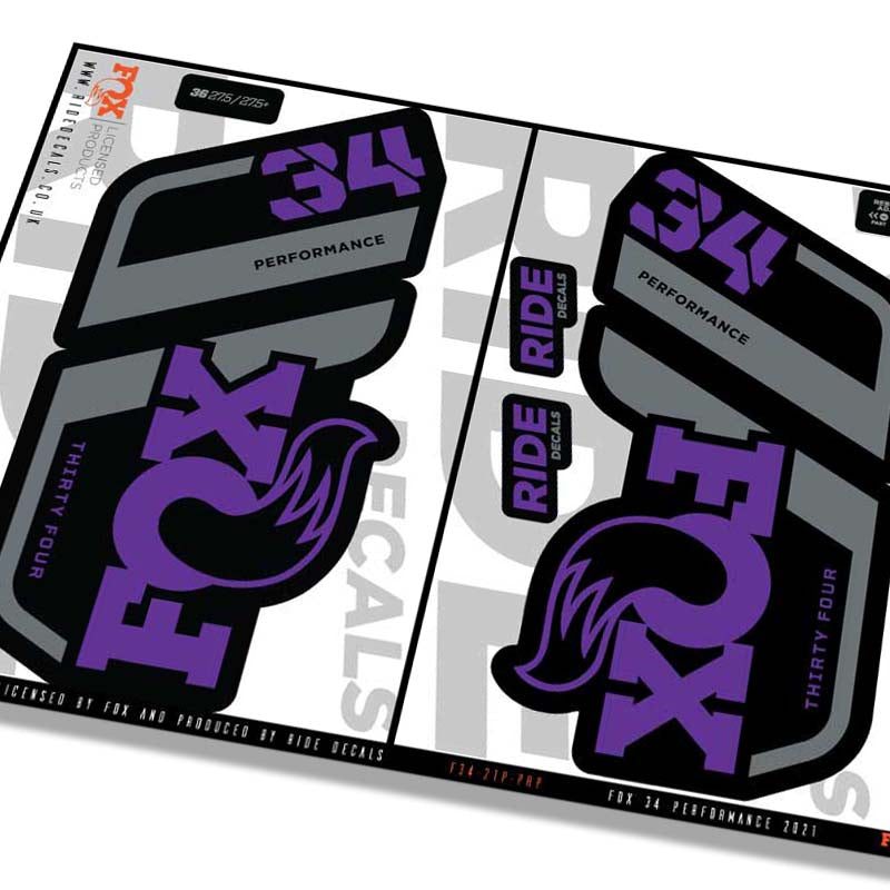 Fox 34 Performance fork decals- Purple- ride decalsFox 34 Performance fork decals- Purple- ride decals