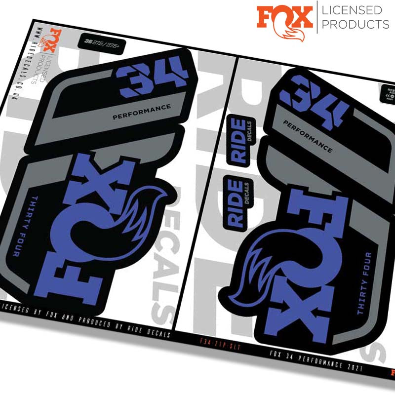 Fox 34 Performance fork decals- Slate- ride decals