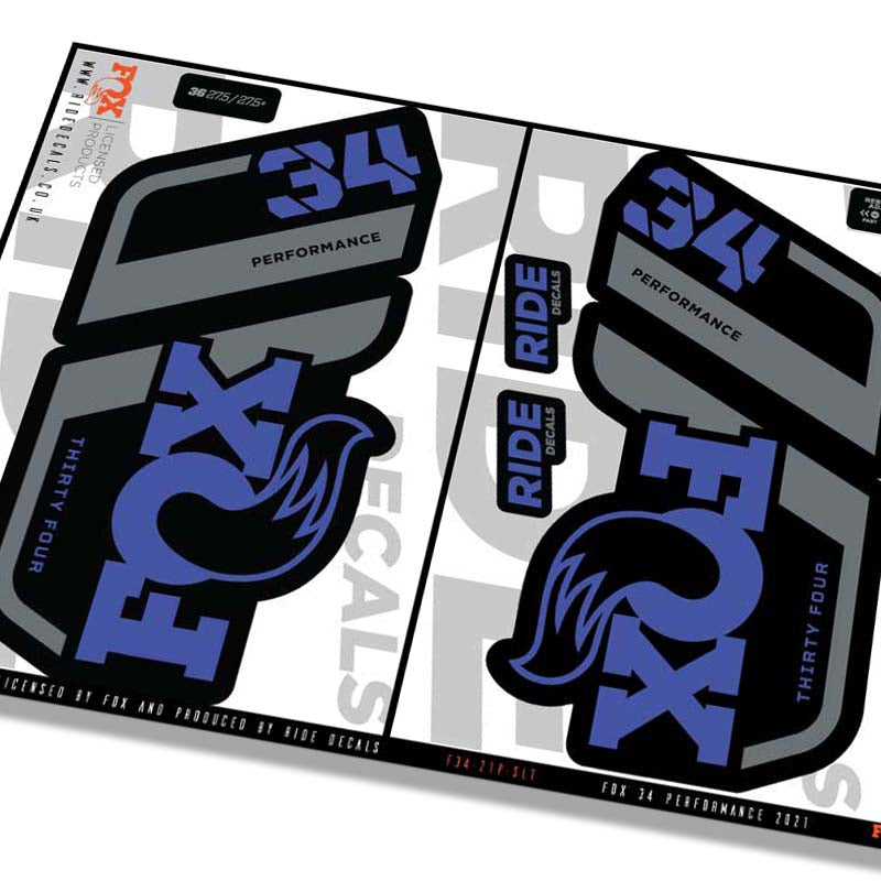 Fox 34 Performance fork decals- Slate- ride decals