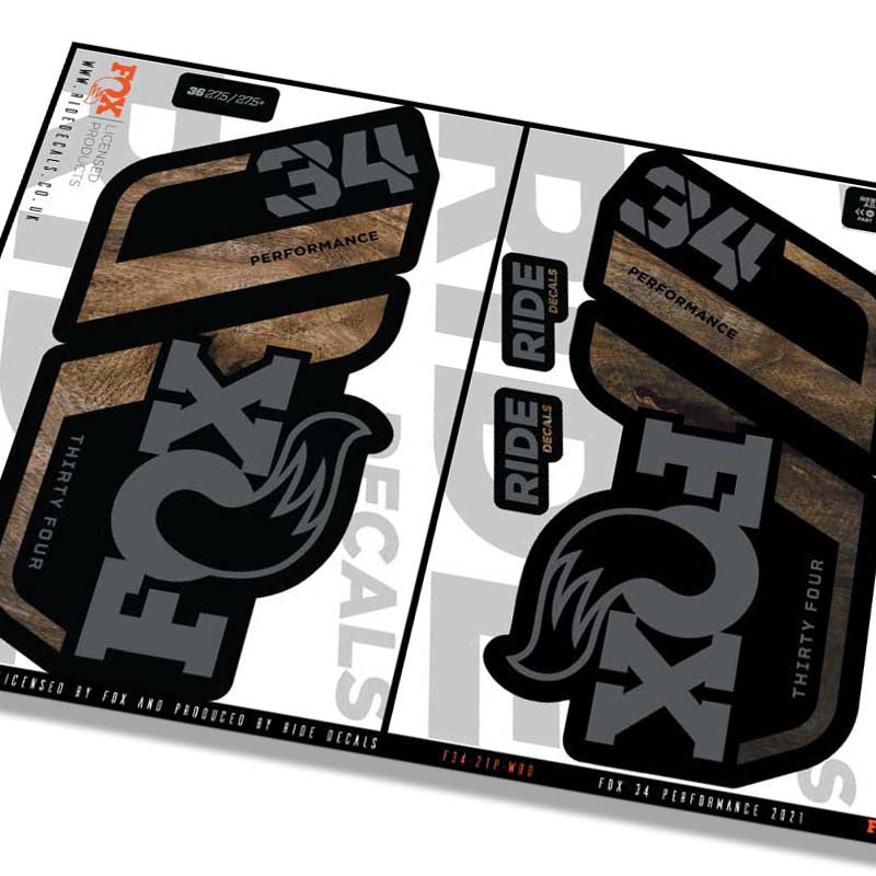 Fox 34 Performance fork decals- Woodgrain- ride decals
