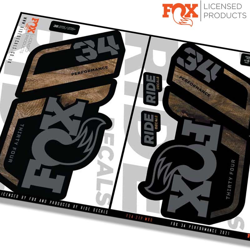 Fox 34 Performance fork decals- Woodgrain- ride decals