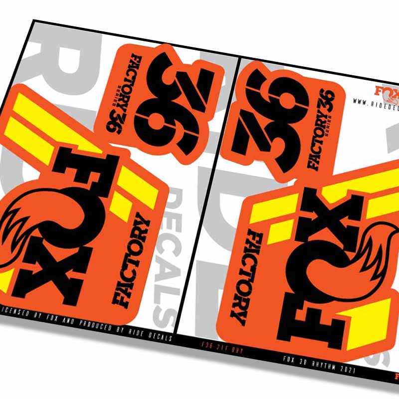 Fox 36 2018 Decals/Stickers -Orange Background - Licensed By Fox