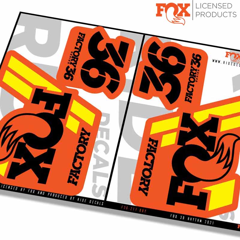 Fox 36 2018 Decals/Stickers -Orange Background - Licensed By Fox
