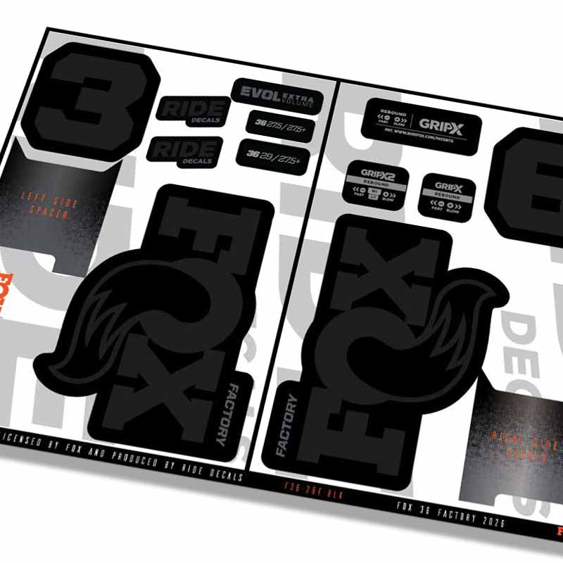Fox 36 Factory Fork Decals- Black- ride decals