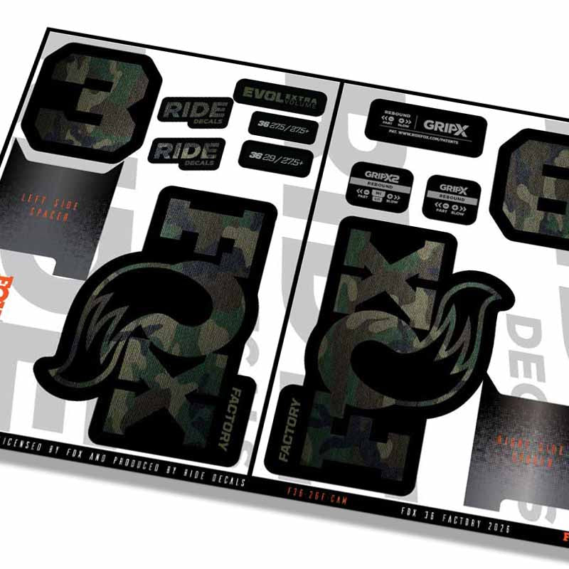 Fox 36 Factory Fork Decals- Camo- ride decals