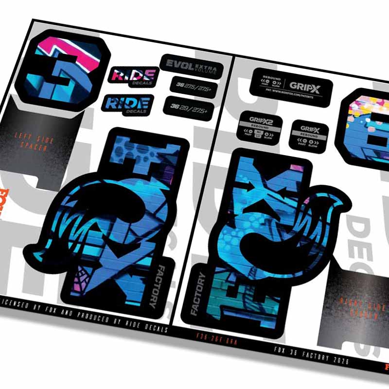 Fox 36 Factory Fork Decals Graffiti - Ride Decals /Licensed by Fox