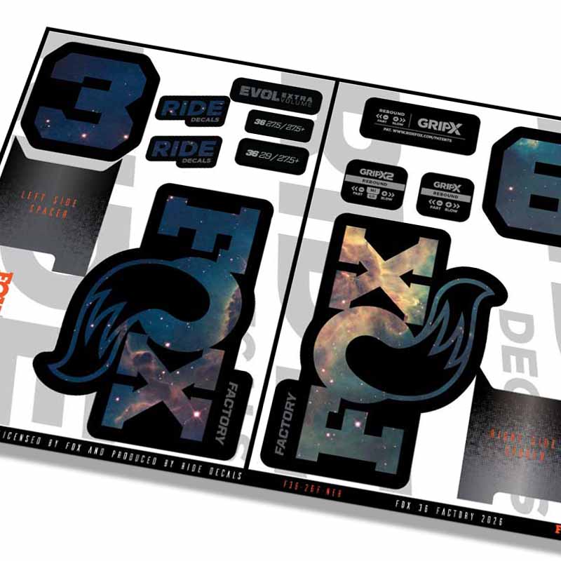 Fox 36 Factory Fork Decals- Nebula- ride decals