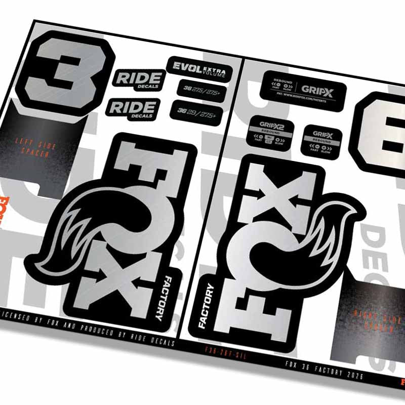 Fox 36 Factory Fork Decals- Silver- ride decals