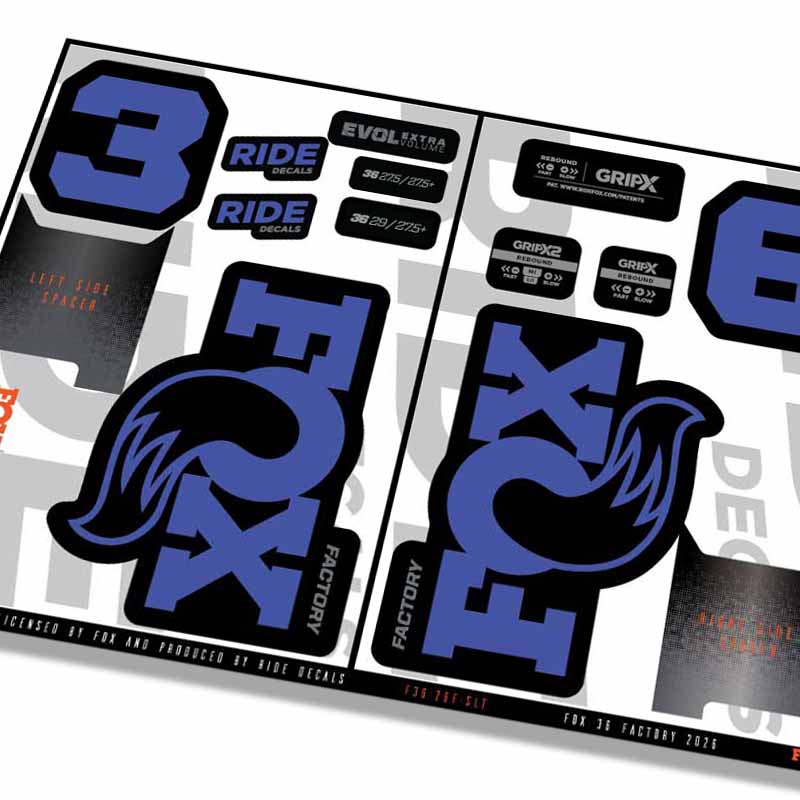 Fox 36 Factory Fork Decals- Slate- ride decals