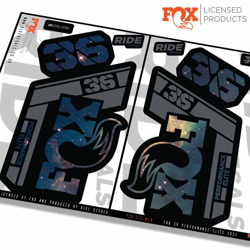 Trackcore Stickers Fox 36 Performance Elite Fork Decals Nebula - Ride Decals /Licensed by Fox