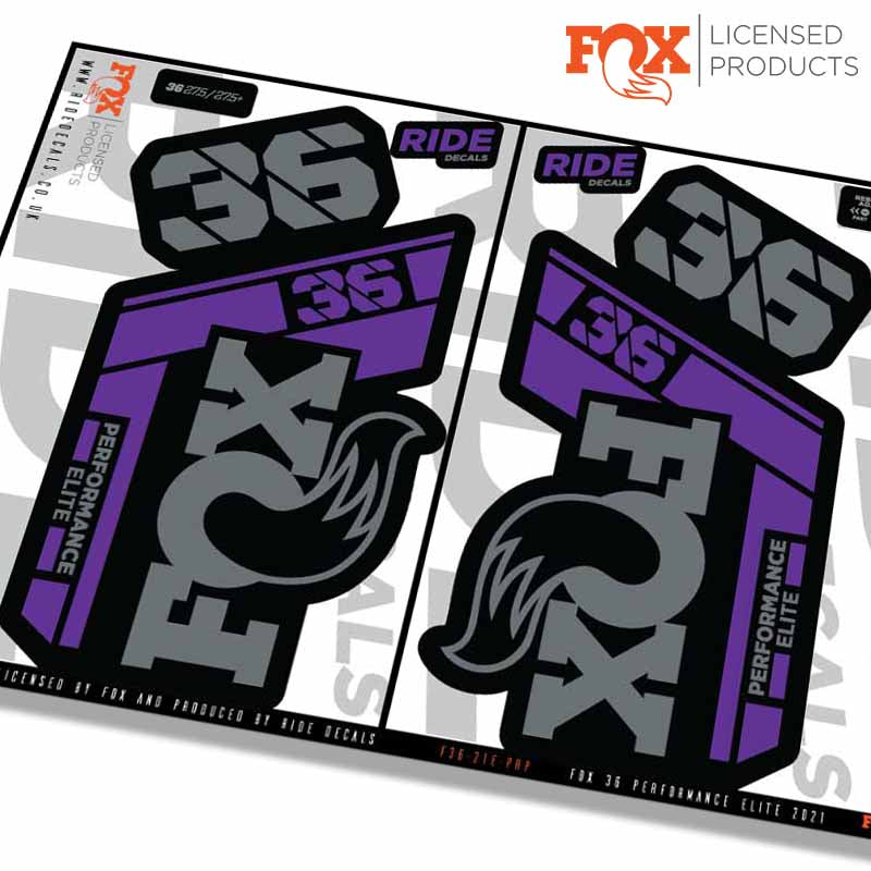 Afsl Sticker Fox 36 Performance Elite Fork Decals Purple - Ride Decals /Licensed by Fox