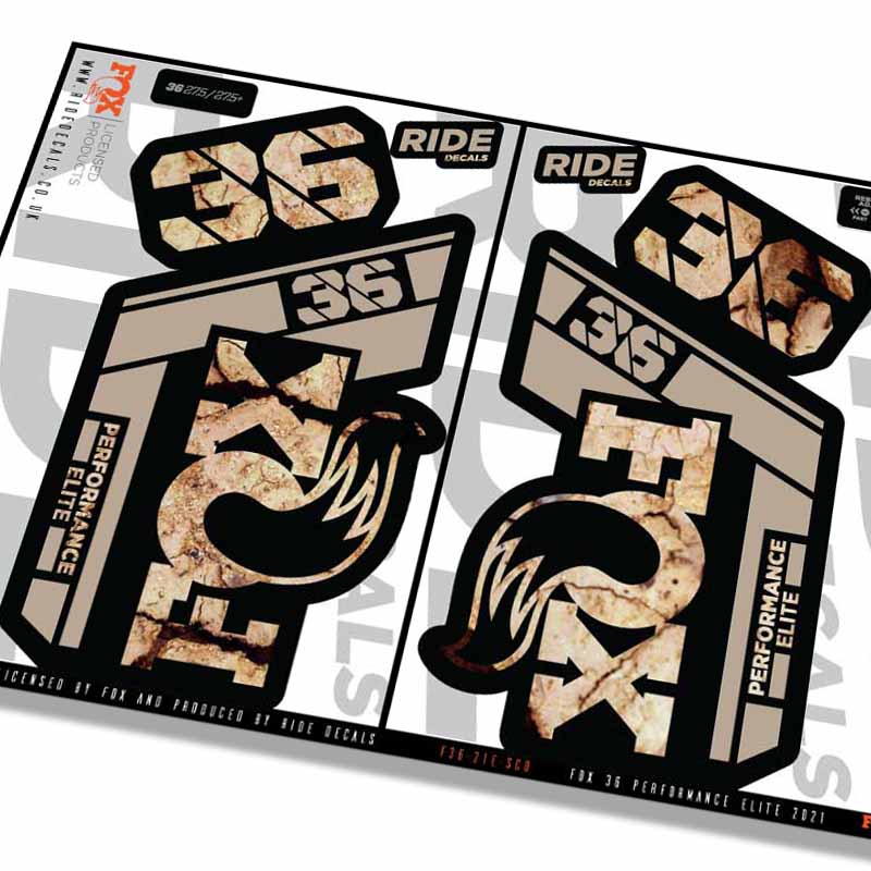 Fox 36 Performance Elite fork decals- Scorched Earth- ride decals