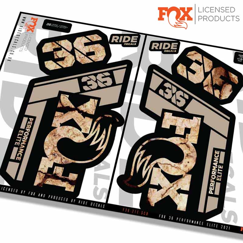 Fox 36 Performance Elite fork decals- Scorched Earth- ride decals