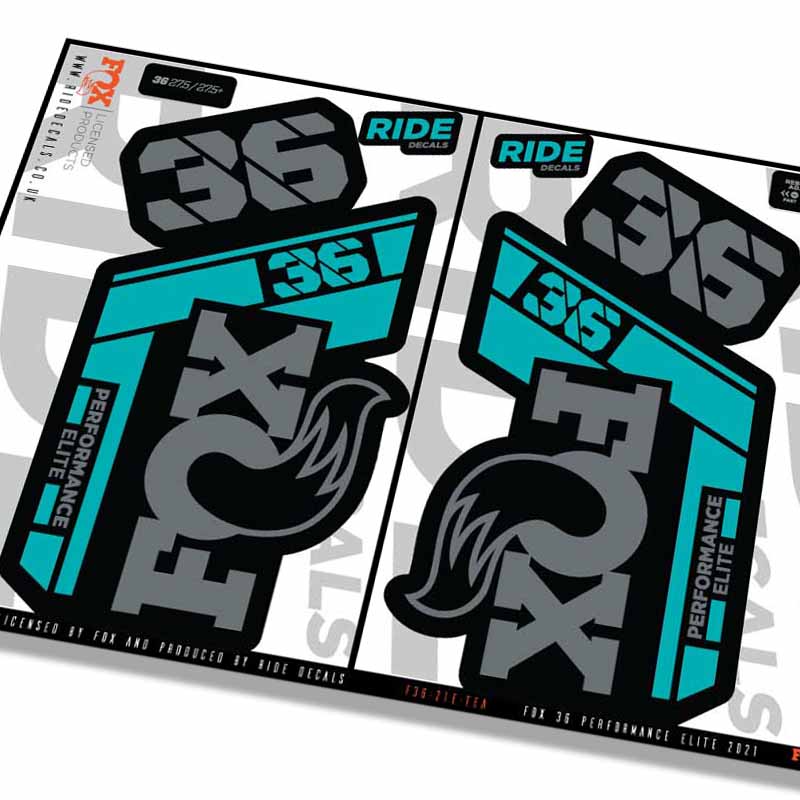 Fox 36 Performance Elite fork decals- Teal- ride decals