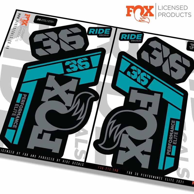 Fox 36 Performance Elite fork decals- Turq- ride decals